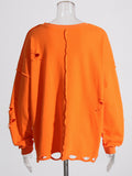 Korean Version Of The Personalized Street Wind 2025 Summer New Hole Design Loose Round Collar Long Sleeves Solid Color Jacket Woman