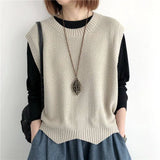 Vest Women's Vest 2025 Spring And Autumn Pure Color Loose Round Neck Irregular Jacket Short Horse Clip Shoulder