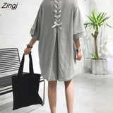 Women Half Sleeve Solid Color Hot Sale Female M-4XL Long Back Bandage Casual Soft O-neck Korean Style Comfortable