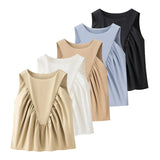 Women's Dress 2025 Summer Collar Sleeveless Wrinkle Shirt Shirt Top Women
