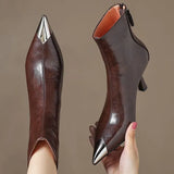 Pointed High Heel Boots Metal Head Gas Small Short Boots High Heels Short Boots Thighs Short Boots Tiring Boots Without Tired