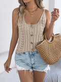 Shooting 2025 Spring And Summer Pure Color Hollow Button Vest Knitted Jersey Holiday Shirt Women's