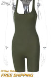 Striped Sporty Workout Halter Rompers Women Casual Active Wear Backless Sleeveless Playsuit Athleisure Biker