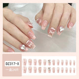 Zingj Ins Wind Short Wear Armor Pink Ballet Shoes French Nail Nail Love Glass Big Drill Nail