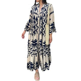 Large-Size Women's New Temperament Printed Shirt Dress Bohemian