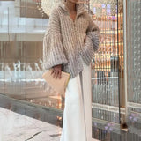 Zingj Autumn And Winter New Advanced Temperament Small Fragrant Wind Comfortable Sequin V Neck Sweater-Outfit