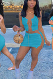Sexy Chain Bandage Two Piece Set Summer Clothes Crop Top Mini Skirt Suit Club Outfits Vacation Matching Sets for