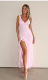 Pure Sexual V-Neck Side Open Skirt Dress With High-End Feel And Long Dress New Women's