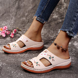 Summer New Women's Shoes Hollow Flowers Embroidered Sandals Slope And Large Size Women's