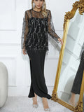 New Autumn Clothes, Women's Sequins, Tassel Blouse, Halter Skirt, Two-Piece