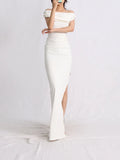 French Temperament One-Word Shoulder Dress Dress 2025 New Fashion Design Slimming Bag-Butle Dress Dress