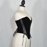 French Retro Velvet With Thoracic Fish Bone Girded Lumbar Simple Shape Dress Corset Can Be Worn