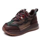 Layer Of Cow Skin Coloring Sports Casual Shoes Women's Autumn And Winter New Slope And Old Dad Shoes Comfortable Soft-Soled Women's