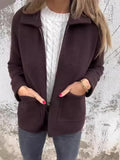 2025 New Women's Wear Clip Solid Color Zipper Pocket Jacket In Long Women's