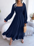 Shooting 2025 Spring And Summer Leisure Side Horn Sleeves Big Swing Lotus Leaf Side Dress Women's