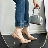 High-Heeled Women's Fine Heel 2025 New Summer Patent Leather Pointed Temperament Famous French Small Single Shoes