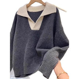 Version Of Autumn And Winter Breeze High Sense Of The New Bottom Knitted Shirt Languid Jacket Soft-Creinating Sweater Top Coloring Large Size Women's