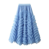 Sense High-End Mesh Yarn Heavy Industry Super Large Swing Dress Thin Croake Gorgeous Cake Skirt