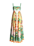 Spring 2025 New Fashion Sexy Plant-Print Design Smeared Slings Long Dress Dress Dress Dress