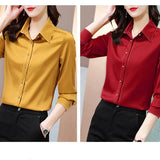 Women's Shirt Spring and Autumn Blouses for Women Long Sleeve Top Women-clothing Polo Neck Button Up Blouse Woman Basic Shirt