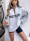 Autumn And Winter New Leisure Half-Necked Zipper Print Long-Sleeved