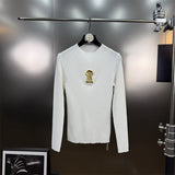 High-End Blouse In Autumn 2025 New Temperament Collar Metal Decorative Long-Sleeved Knitted Shirt