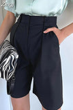 Women's Summer Shorts 2023 Long with High Waist Female Loose White Classic Knee-Length Office Wide Women's Shorts Black