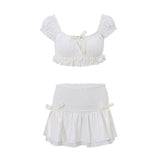 Zingj 2024 New Women's Fashion Sexy Temperament Short Bubble Sleeve Jacket Low Waist Slim Skirt