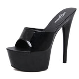 Zingj Patent Leather Drag Heels With Sexy Black Waterproof Platform Hate Day High Heel Sandals Female