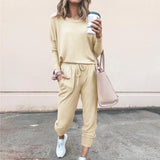 Spring And Autumn Women's New Women's Loose-Fitting Solid-Colored Drawstring Long-Sleeved Casual