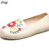 2023Women's Flats Fisherman Shoe 2023 Spring Hemp Fashion Embroidery Ladies Shoes Casual Shoes Women Breathable Canvas