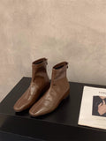 Brown Martin Boots Women's Shoes 2025 Autumn/Winter New Square Skinny French Short Boots Single