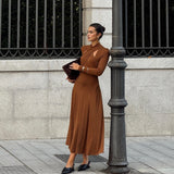 2025 Women's New Fashion Temperament Elegant Body Solid Color Hanging Neck Long Sleeve