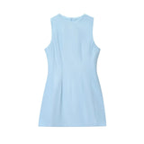 Summer New Women's Linen Fluffy Round Neckless Short