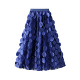 Industry Three-Dimensional Wave Point Black Mesh Half-Body Dress 2025 New Design Sense Hepburn Style Long Umbrella Skirt