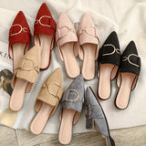 Red Fashion Sharp-Headed Cool Half Slippers Women's Bag Head Outside Wearing Casual Size 41-42 Muller
