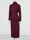 Temperament Set Fall 2025 New Fashion Collar Button Design High Waist Dress