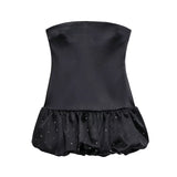 Women's Clothing 2025 Autumn And Winter New Water Drill Balloon Version Of Silk And Silk-Sense Texture