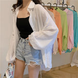 Sunscreen Shirt Long Sleeve Shirt Women Fashion Tops Outerwear Candy-colored Blouse Loose Clothes Blusa Elegant