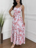 Women's Sleeveless Vintage Long Sleeve Temperament Sling Print Dress Women's