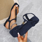 Summer New Women's Flat-Soled Sandals Large Square Head Clamp Roman Flat Bottom Toe