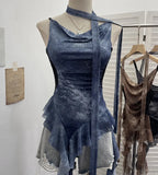 Niche Hot Girls Unristered Ribbon Vest Repair Hanging Neck Short Sling