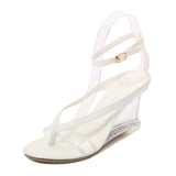 Zingj High Heels Female Summer New Korean Version Of Versatile Summer Women's Shoes A Word Buckle Simple Wedge Sandals
