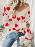 Wear Knitted Top Girl Loose Hollow V Collar Love