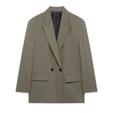 Spring And Autumn New Women's Fashion Loose Double Buckle Small Suit Coat Top