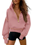 Women's Clothing 2025 Spring And Autumn Half Zipper Short Hoodie Women