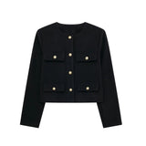 New Flip Decoration Round Collar Short Coat