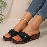 Belt Buckle Bottom One-Word Slippers Female Slope And Rivet Fish Mouth Slope And Beach Cold