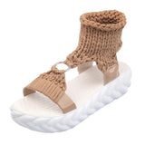 New Thick-Soled Casual Cake Women Sandals Korean Version Of The Toe Roman Comfortable Wool Round Buckle Women's