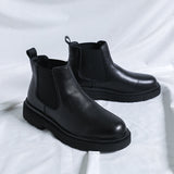 Boots Male Cotton Shoes High Top Leather Shoes Black Martin Boots Men Middle Top Leather Shoes